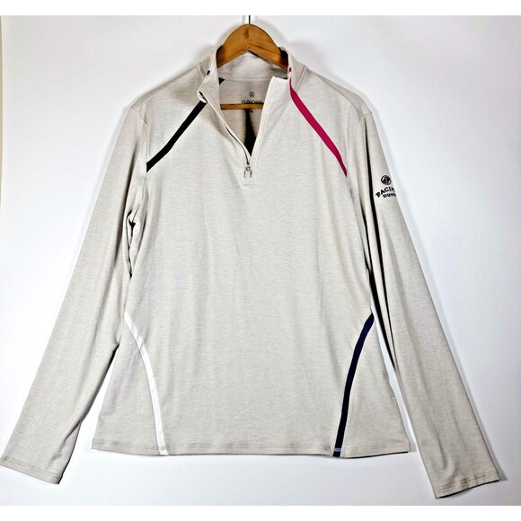 G/Fore Pullover Women XL Gray Pacific Dunes Golf Quarter Zip Lightweight Stretch - Picture 5 of 14